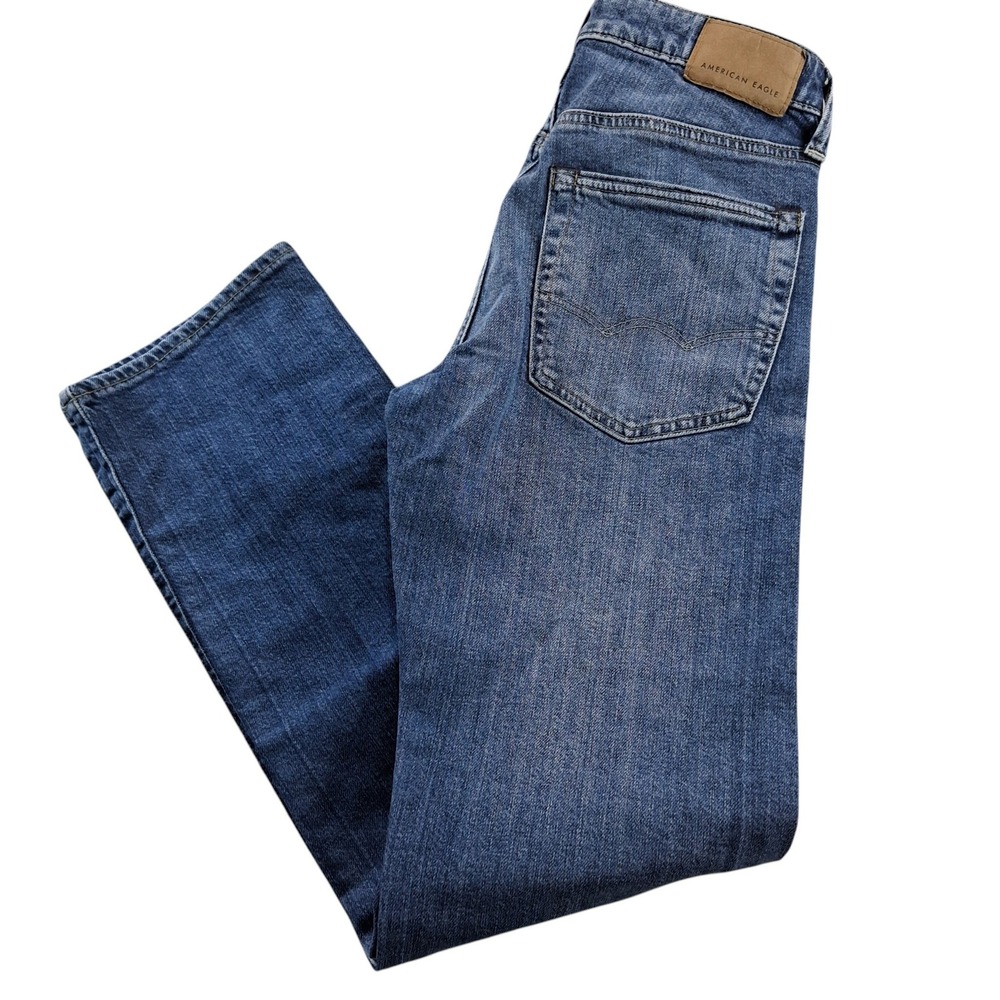 American Eagle Relaxed Straight Jeans Mens 28x32 Blue Flex Real Good Denim